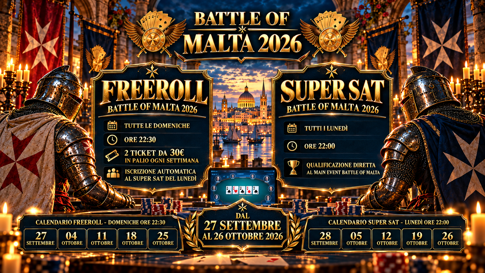 Battle of Malta 2026 - Freeroll e Super SAT